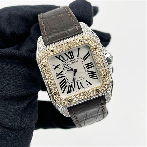 cartier titanium santos 100|cartier santos 100 diamond bezel.